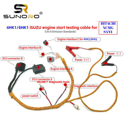 SUNORO High Quality Restarter Test Cable Wiring Harness Is for 4HK1 6HK1 Engine of Isuzu Truck Excavator